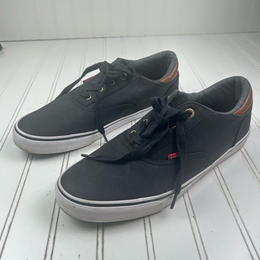 Levi’s Black Canvas Low Top Casual Streetwear Sneakers Men’s Size 9.5 - Picture 3 of 11